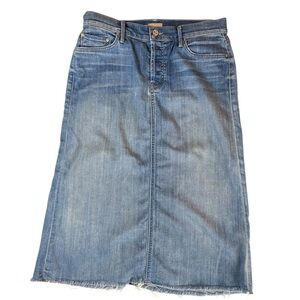 Mother Easy A Welcome to Paradise Button Fly Denim Midi Skirt Size 29
